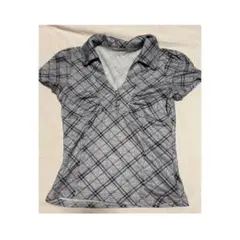 半袖チェック襟付きTシャツ グレーのサムネイル