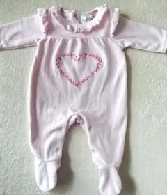 ピンク ハート刺繍ロンパース 50 新生児