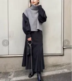 NICE CLAUP タートルネックニットベストset ロングワンピース