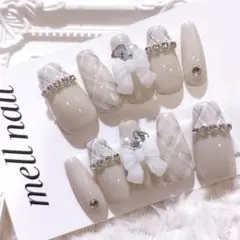 3726 ネイルチップ 量産型 ワンホン フレンチガーリー 韓国 地雷 オーダー