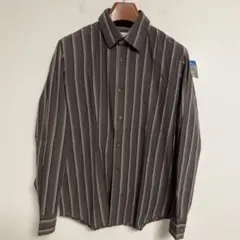 【未使用】Calvin Klein ストライプ 長袖シャツ コットン混紡 M