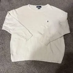 90s ポロ　BIG&TALL コットンニット セーター アイボリー ゆるだぼ