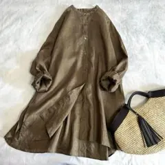美品✨イエナ バックギャザー バンドカラー ラミー混 シャツ 36