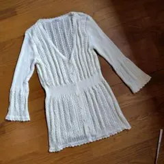 レース編みホワイトカーディガン