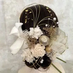 【残り3点】11 髪飾り 成人式 振袖 卒業式 袴 ホワイト ゴールド 水引き