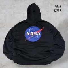 【NASA】ロゴプリントパーカー 黒 Sユニセックス ストリート ビッグロゴのサムネイル