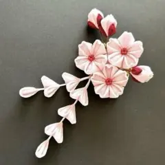 No.682 つまみ細工　髪飾り　ヘアクリップ　桜　卒業式　七五三　成人式