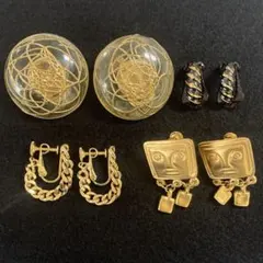 イヤリング ゴールドトーン ヴィンテージ イヤリング 様々なデザイン 4点セット