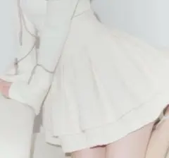 ホワイト 美脚ツイードスカート XSサイズ