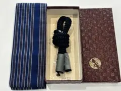 【正絹・未使用】男性用 羽織紐 ＆ 角帯 セット 濃紺 博多織献上柄 和装小物