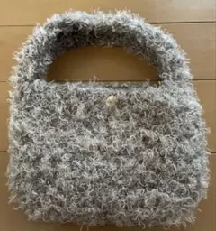 モコモコ ハンドバッグ グレー フェイクファー