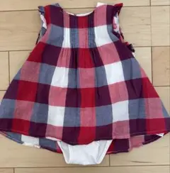 petit main マドラスチェックOPロンパース