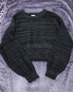 【FUN】ラメ入りグレー長袖ニット Fサイズ