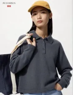 UNIQLO ユニクロ ラムポロセーター グレー S
