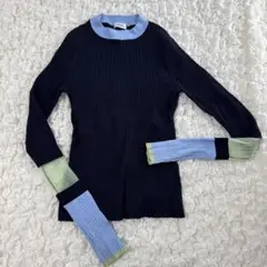 LOWRYS FARM カラーブロックリブニット