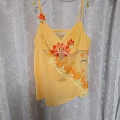 Wacoal サルート 刺繍レースキャミソール オレンジ