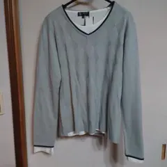 未使用　MICHEL KLEIN グレー Vネック メンズ ニット セーター