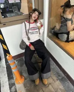 リジットデニム風パンツ