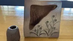 陶器製花瓶セット ブラウン系