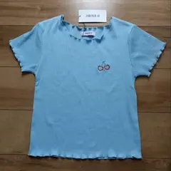 【新品タグ付き】FOREVER 21 半袖 リブTシャツ チェリー刺繍入り Fのサムネイル