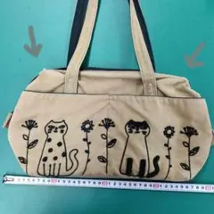 猫柄　刺繍　トートバッグ
