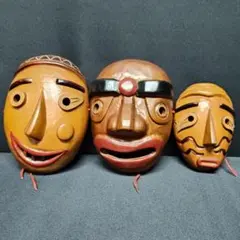 ブータン伝統工芸品 魔除けのお面 木彫り アジアンエスニック 子宝