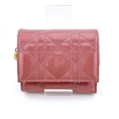 ディオール 三つ折り財布パテントレザー レディディオール レディース ピンク