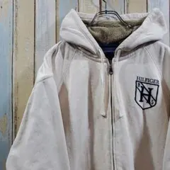 61☆トミーヒルフィガー☆裏ボアジップアップパーカー☆フーディー☆ロゴ刺繍
