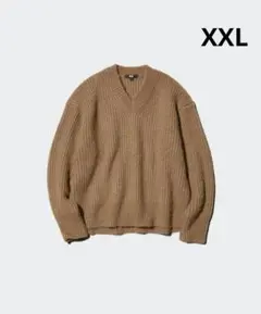 m*n様 ユニクロ　フラッフィVネックセーター　XXL ベージュ