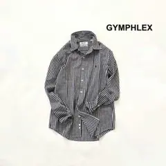 ＊美品 ジムフレックス 長袖シャツ ロゴ刺繍 ギンガムチェック 黒 コットン14