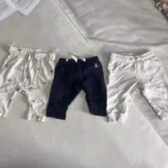 美品　H&M ベビーパンツ　3本セット　60 男の子　長ズボン　スウェット熊刺繍