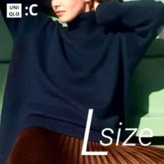 ユニクロ : C ソフトニットハイネックセーター L ネイビー【3/8まで価格】