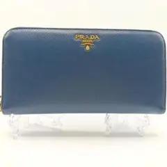 PRADA サフィアーノ　メタルロゴ　ラウンドファスナー　ネイビー　長財布 プラダ PRADA 長財布 サフィアーノ ラウンドジップ メタルロゴ