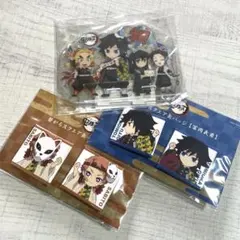 鬼滅の刃 誕生日アクスタ冨岡&繋がるスクエア缶バッジ冨岡・錆兎 3点セット