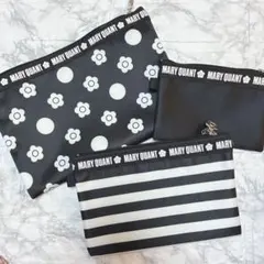 MARY QUANT ポーチ 3点セット デイジー/ボーダー/ブラック 3サイズ