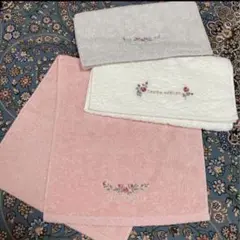 残りわずか　ローラアシュレイ フェイスタオル　タオル　ピンク　グレー　アイボリー