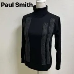ポールスミス　ウール　薄手ニット Mタートル黒PETERGEESON イギリス製