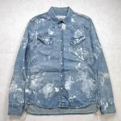 REMI RELIEF バーニーズニューヨーク別注ペイント加工 デニムシャツ L