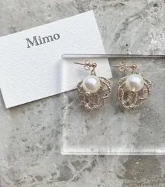 『No225』ハンドメイドピアス　ハンドメイドイヤリング　ゴールドパール　秋冬