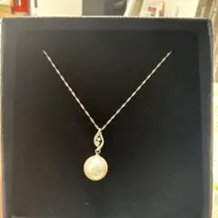 Pt850 トップK18WGパール ネックレス ダイヤモンド付き0.04ct - メルカリ