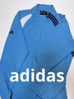 ①⑥【美品 】メンズゴルフシャツadidas 長袖ジップアップシャツ M