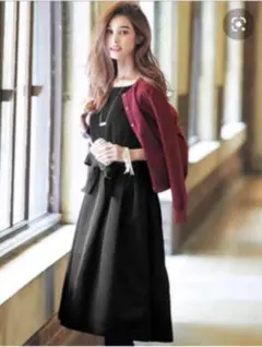 美品　chesty ベロアワンピース　ブラック