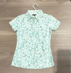 ゴルフ レディース 半袖ポロシャツ 小花柄　グリーン　イエロー