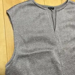 新品未使用　秋冬ノースリーブロングワンピース　Mサイズ　モカ系　キーネック