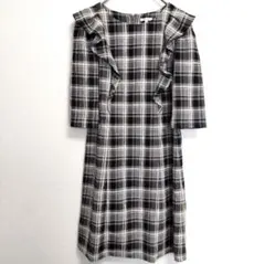 【LEST ROSE】ひざ丈 ワンピース(М)半袖 ストレートワンピ レトロ