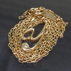 10金ピンクゴールド K10PG Yモチーフ天然ダイヤモンドネックレス 40cm