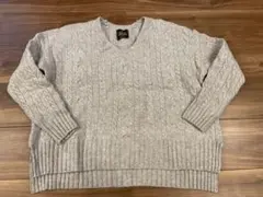 レディース　HAMILTON LAMBSWOOL Vネックセーター　ライトグレー