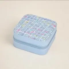 アクセサリー　ジュエリー　ポーチ　ボックス　ケース　水色　韓国　ツイード柄