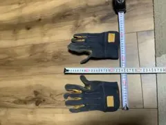 ワークマン　キムタク　レザーグローブ　本革とデニム系の手袋　ブルーとオレンジ系