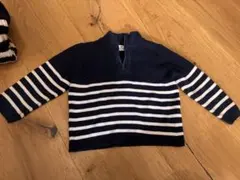 H&Mボーダーハーフジップニット92